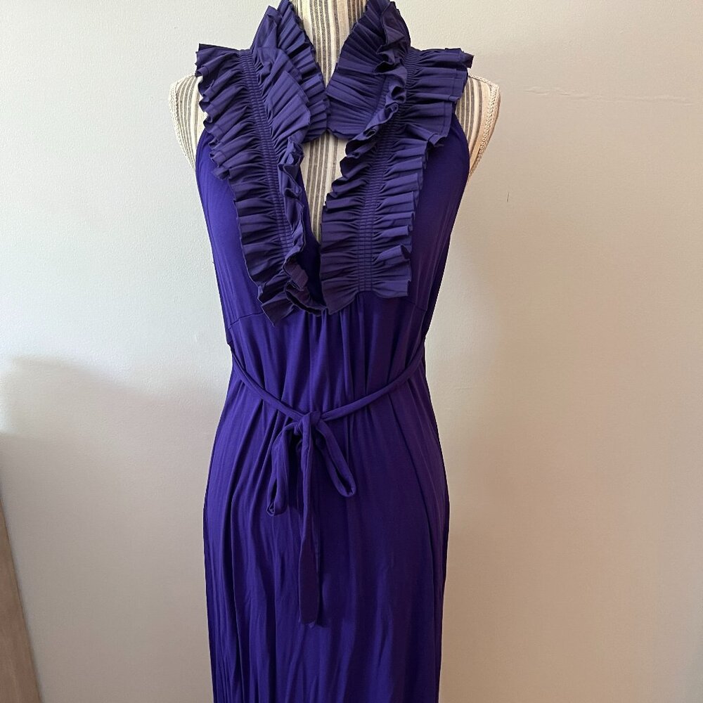 Purple dress with plated taffeta detail